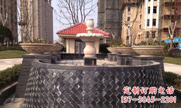 贵阳小区景观大理石喷泉石雕 (3)