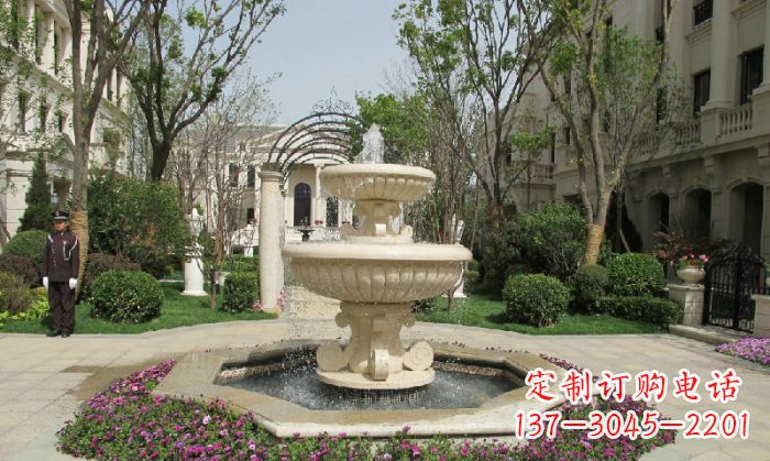 贵阳小区景观大理石喷泉石雕 (7)