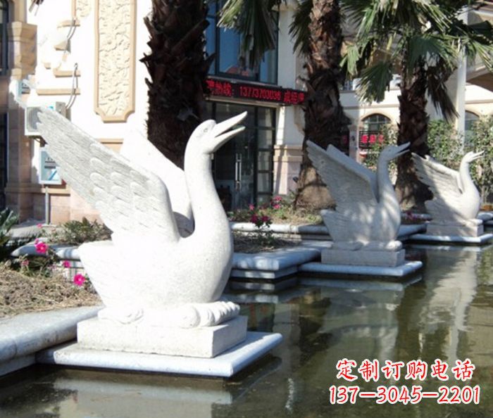 贵阳小区景观大理石天鹅喷泉石雕