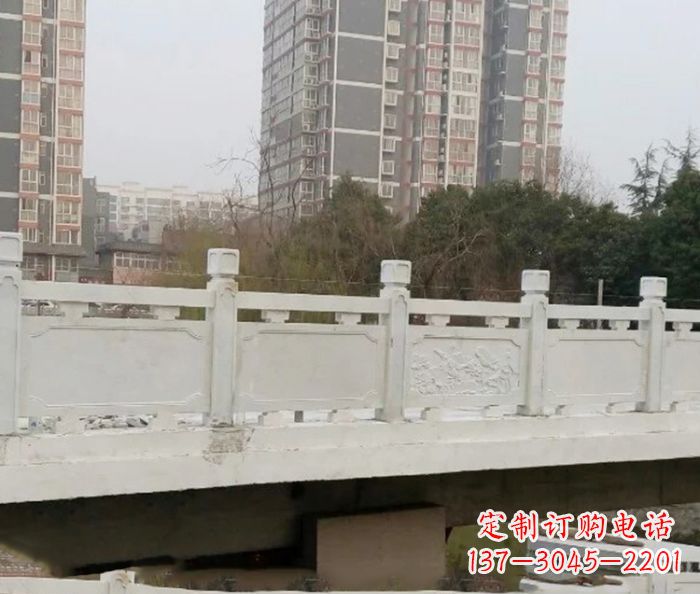 贵阳小区景观汉白玉石雕栏板 (2)