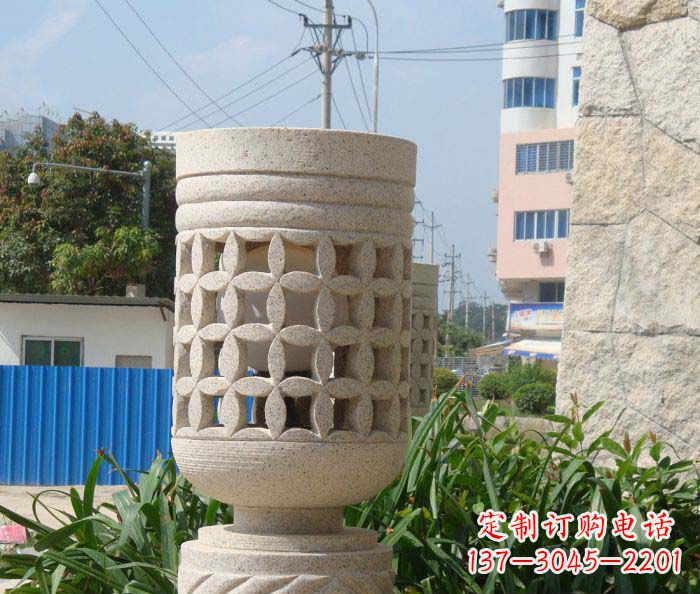 贵阳小区景观镂空石灯石雕