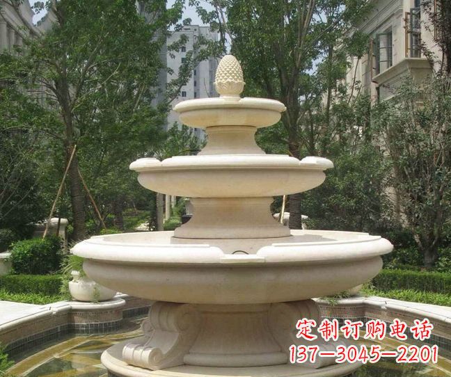 贵阳小区景观晚霞红多层喷泉石雕