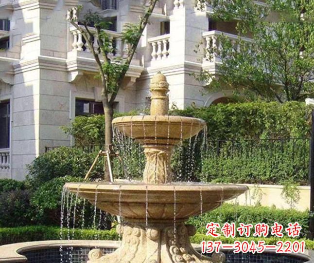 贵阳小区景观晚霞红多层喷泉石雕 (4)