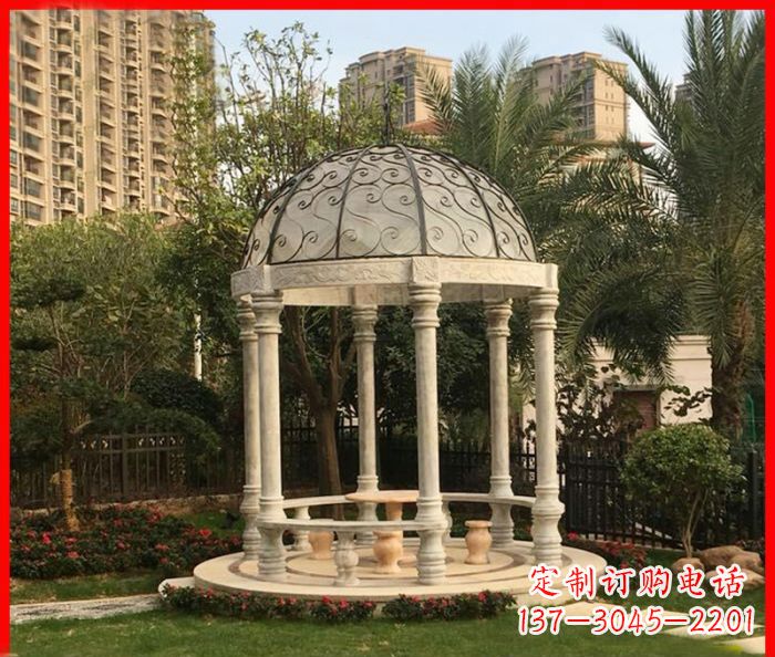 贵阳小区欧式圆顶凉亭石雕 (2)