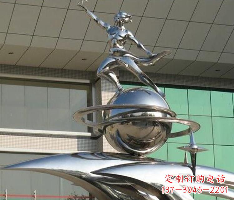 贵阳校园不锈钢地球和学生景观雕塑