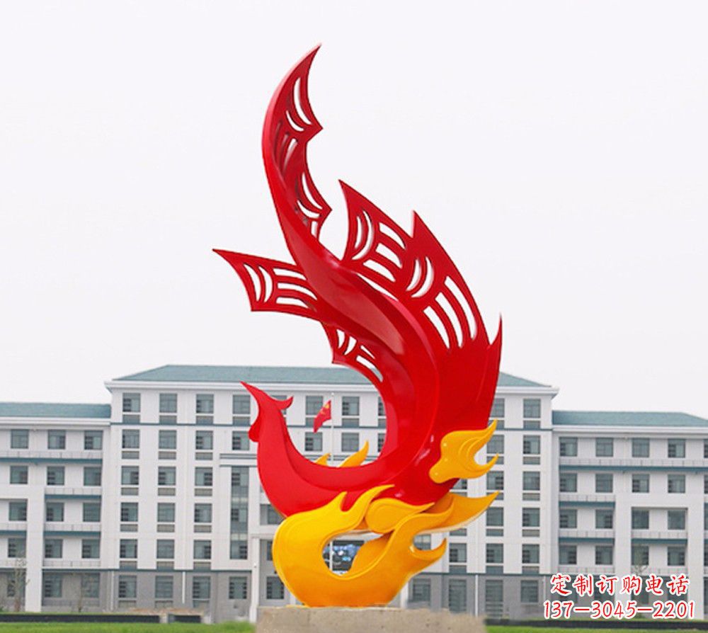 贵阳校园不锈钢凤凰浴火雕塑