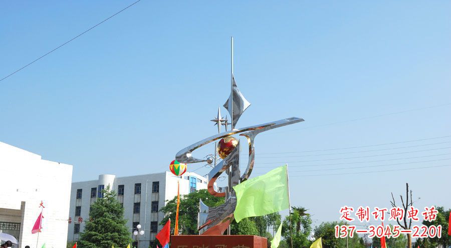 贵阳校园不锈钢马踏飞燕地球雕塑
