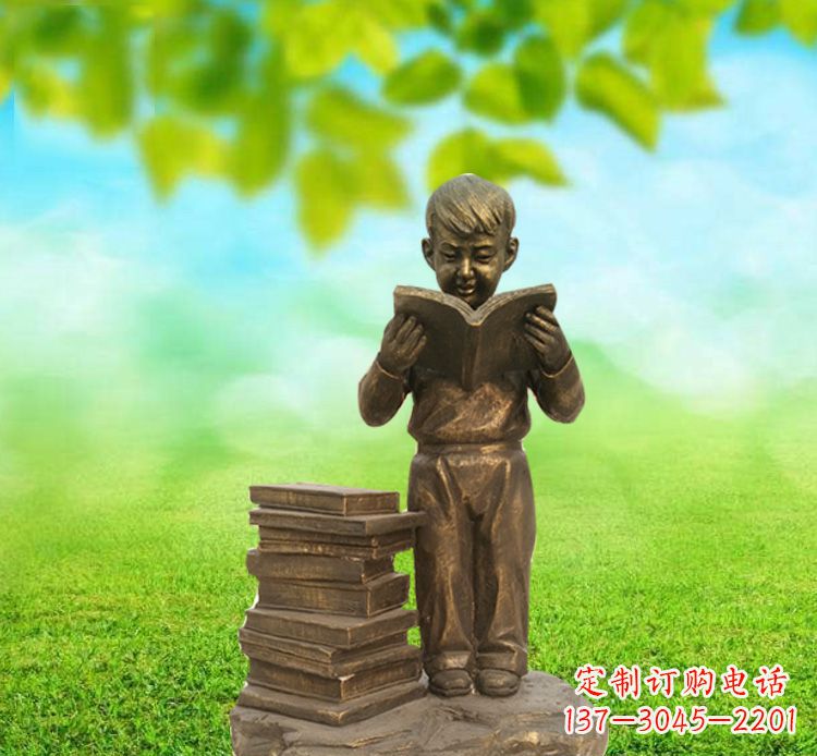 贵阳校园读书的小男孩铜雕