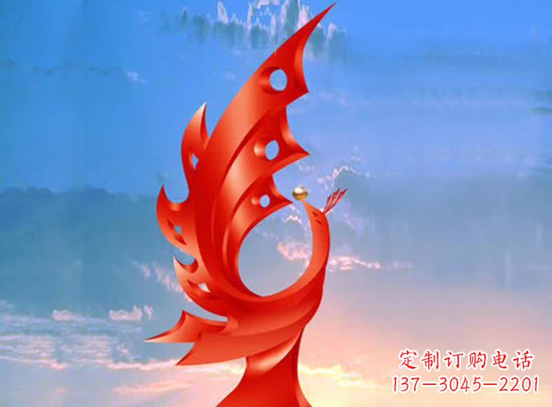 贵阳学校不锈钢奋进凤凰标志雕塑
