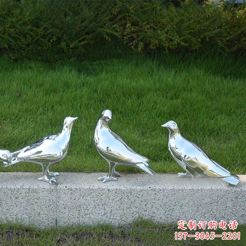 贵阳银白色不锈钢电镀鸽子雕塑摆件
