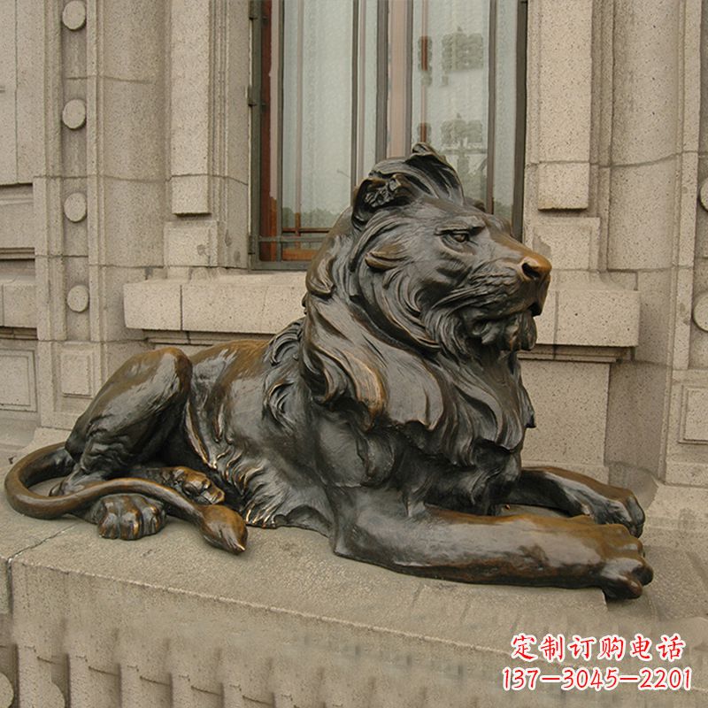 贵阳银行大门铜雕港币狮子看门动物雕塑