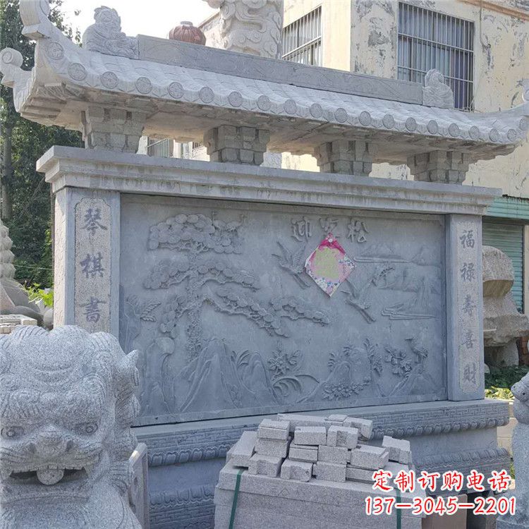贵阳迎客松石雕影壁墙