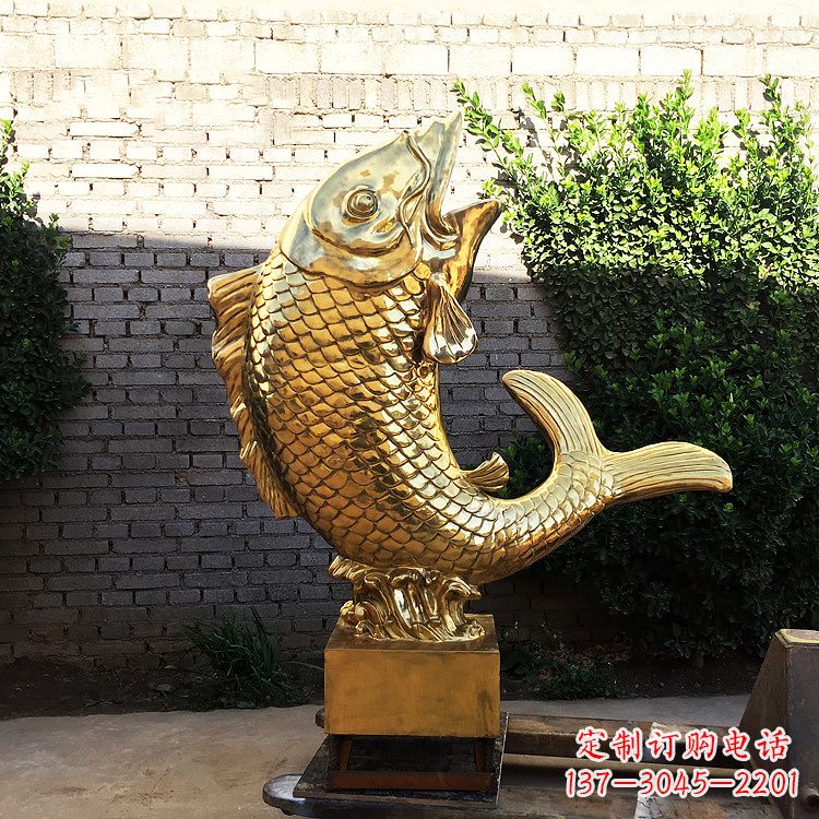 贵阳鱼跃景观铜雕-纯铜铸造企业商场动物雕塑摆件
