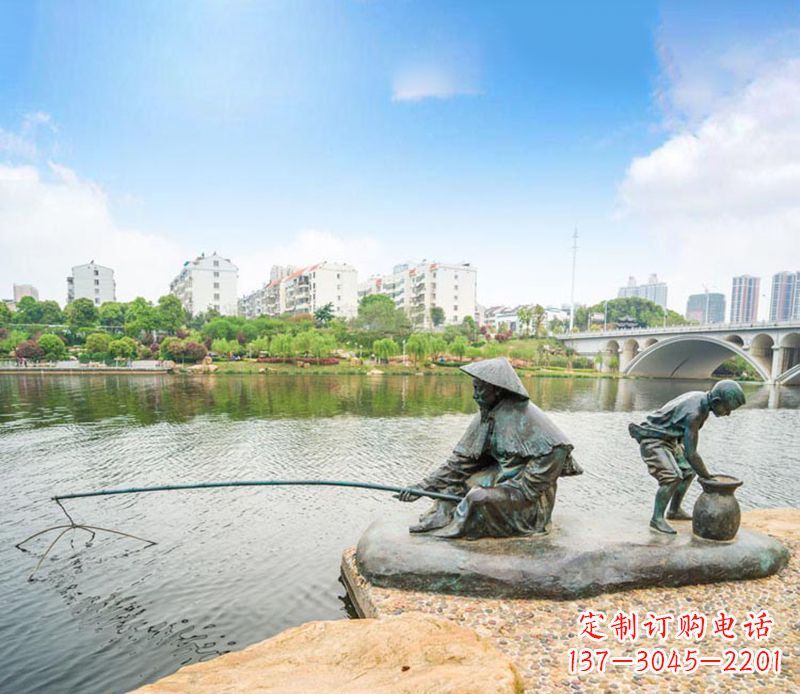 贵阳渔翁钓鱼公园景观铜雕