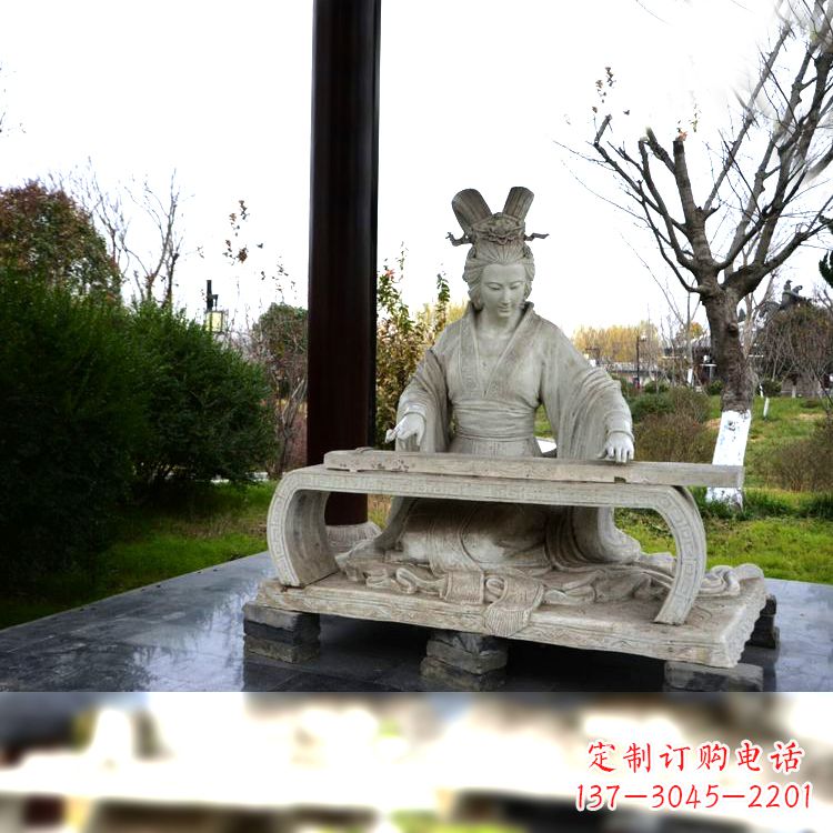 贵阳虞姬弹琴雕塑-公园古代人物著名美女情景雕塑