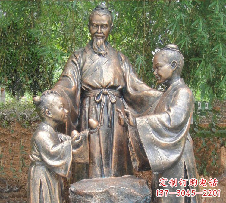 贵阳寓言故事铜雕_孔融让梨