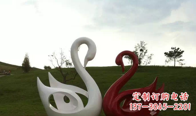 贵阳园林不锈钢抽象天鹅雕塑