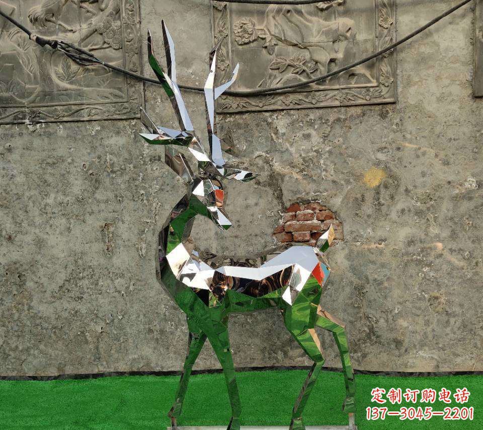 贵阳园林不锈钢抽象小鹿雕塑