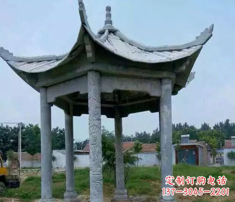 贵阳园林仿古六角凉亭景观石雕