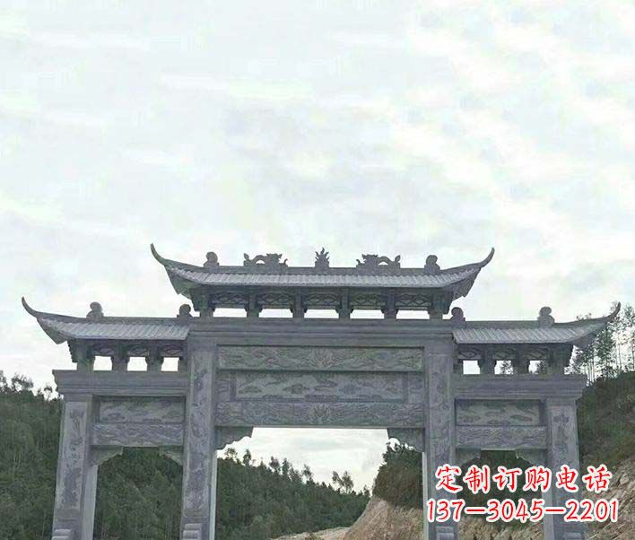 贵阳园林仿古三门石牌坊景观石雕