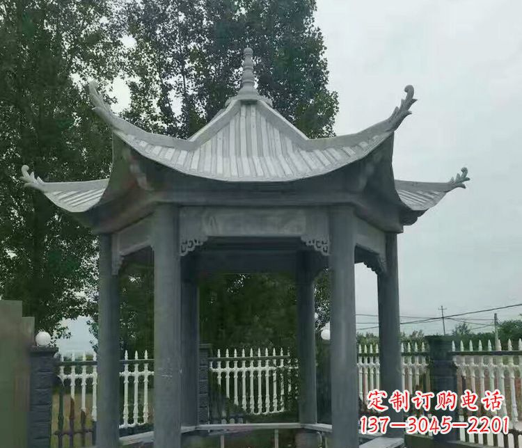 贵阳园林仿古石凉亭景观石雕 (2)