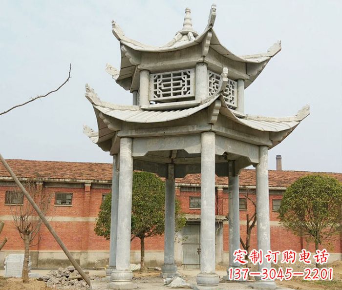 贵阳园林仿古双层石雕凉亭 (2)