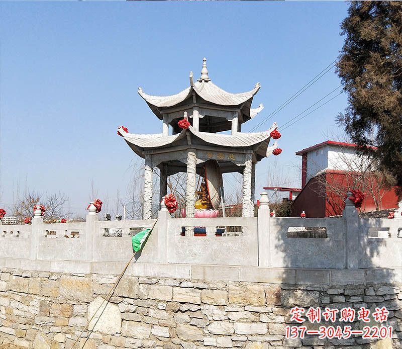 贵阳园林仿古双层石凉亭景观石雕 (3)