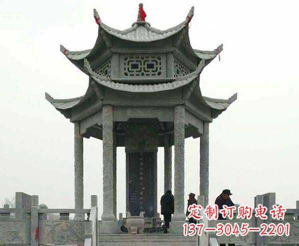 贵阳园林仿古双层石凉亭景观石雕