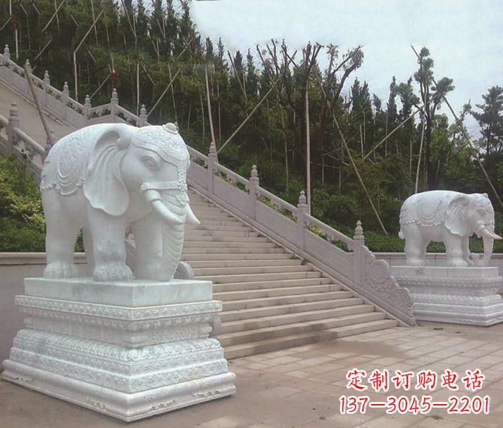 贵阳园林汉白玉大象景观石雕
