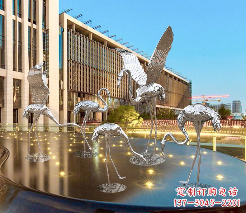贵阳园林火烈鸟不锈钢雕塑 