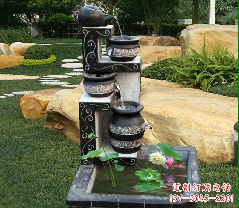 贵阳园林景观茶壶流水池石雕