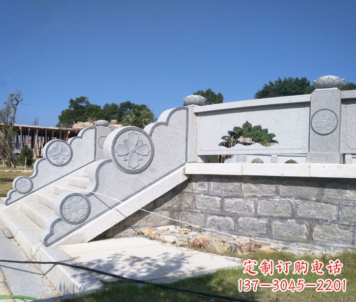 贵阳园林景观大理石镂空莲花石栏板 (2)