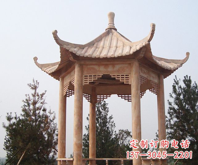 贵阳园林景观单层石雕凉亭 (3)