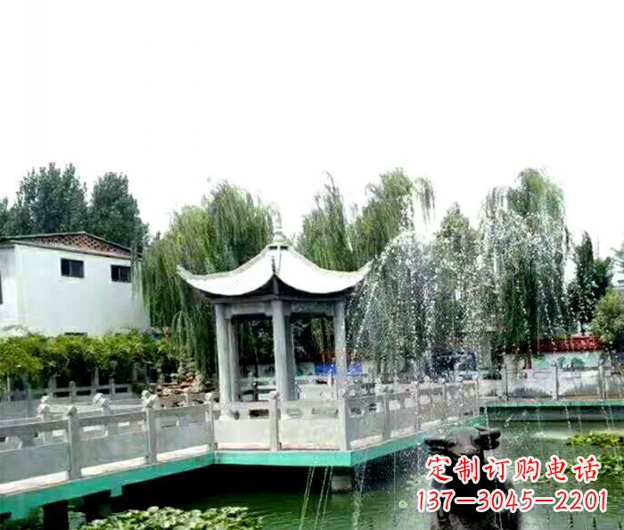 贵阳园林景观单层六角石雕凉亭