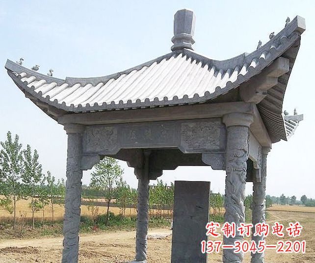 贵阳园林景观单层石雕凉亭 (4)