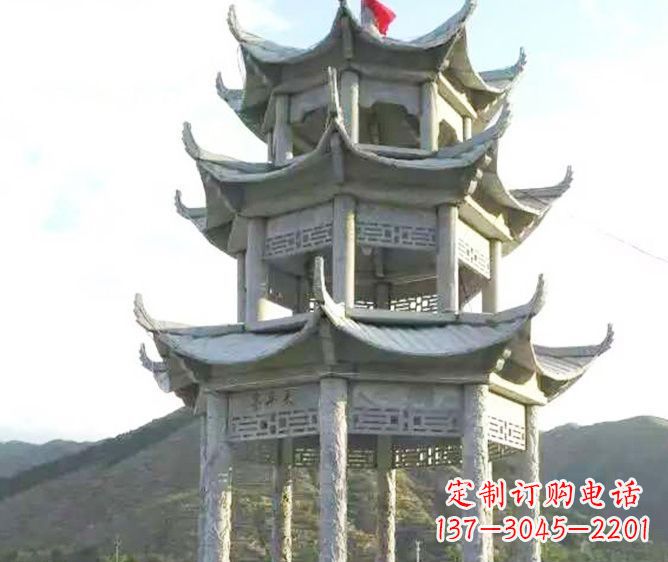 贵阳园林景观多层凉亭石雕 (3)