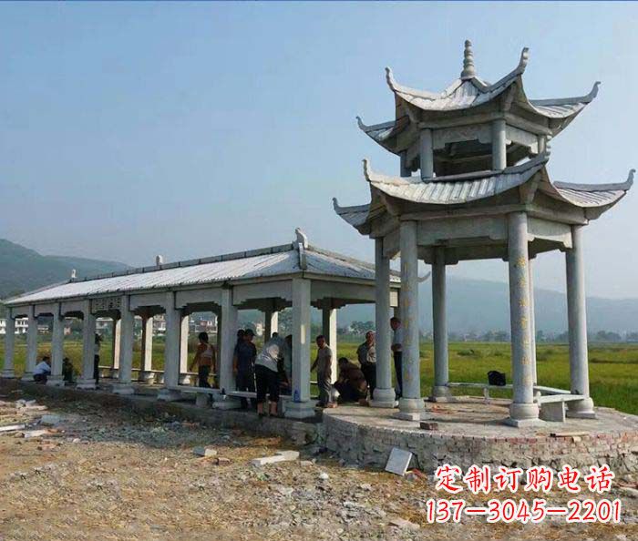贵阳园林景观仿古石雕长廊凉亭