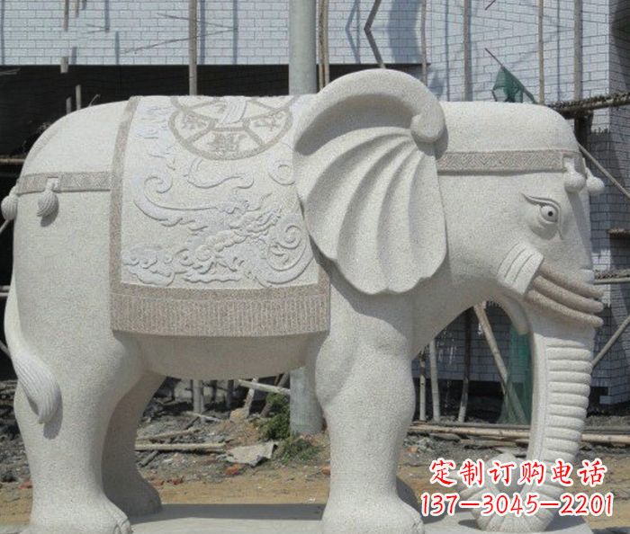 贵阳园林景观驮宝大象石雕 (2)