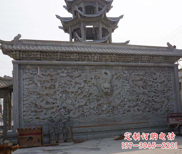 贵阳园林九龙壁石雕影壁