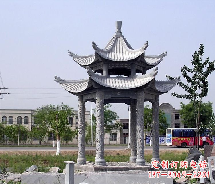 贵阳园林双层仿古凉亭石雕