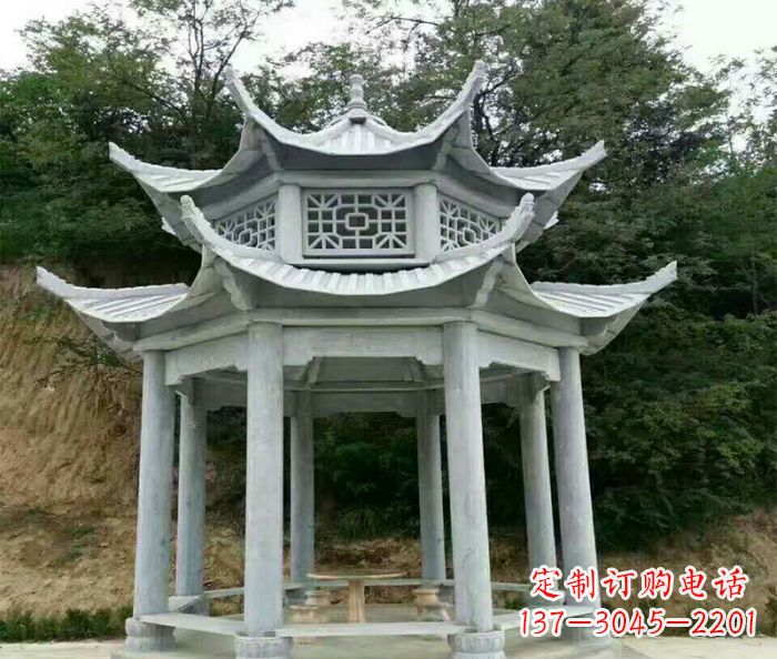 贵阳园林双层凉亭石雕 (2)