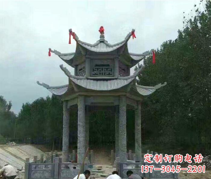 贵阳园林双层凉亭石雕 (3)