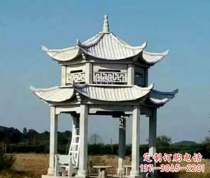 贵阳园林双层石雕凉亭 (2)