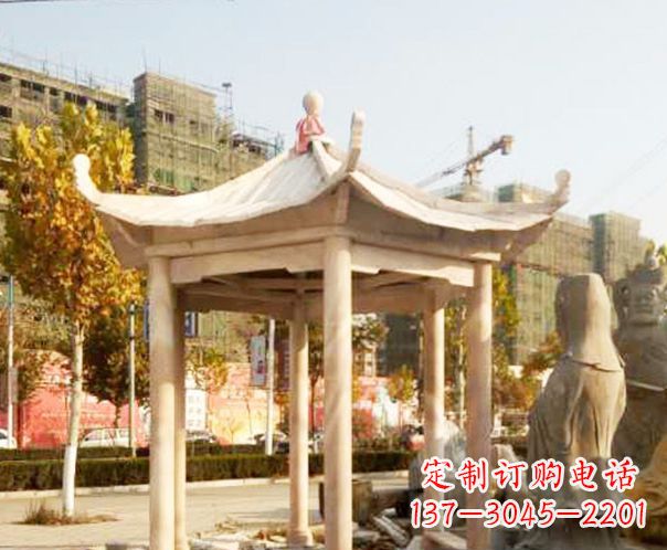 贵阳园林晚霞红单层凉亭景观石雕