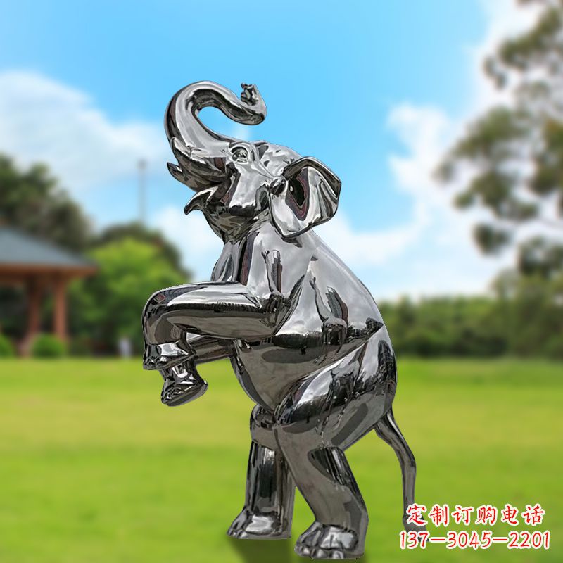 贵阳站立的不锈钢小象雕塑