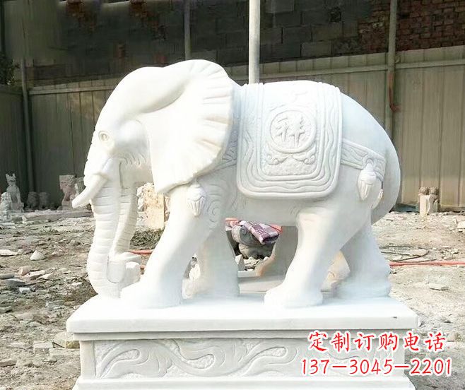 贵阳招财动物汉白玉大象石雕 (3)