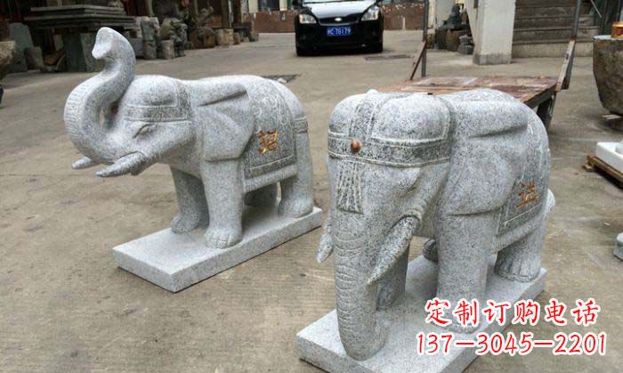 贵阳招财进宝芝麻灰大象石雕 (2)