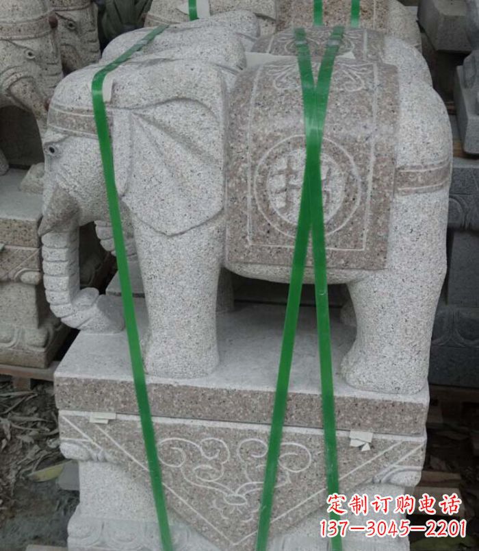 贵阳招财进宝芝麻灰大象石雕 (4)