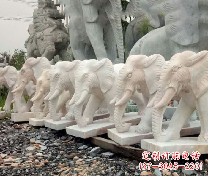 贵阳招财晚霞红大象石雕 (3)