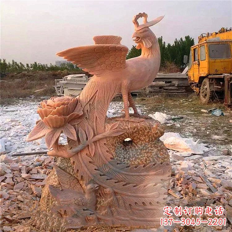 贵阳中国古代传说中的瑞鸟凤凰牡丹石雕